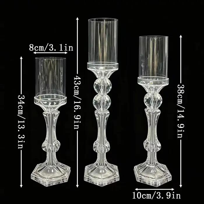 5 ensembles (15) de porte-bougies en acrylique transparent