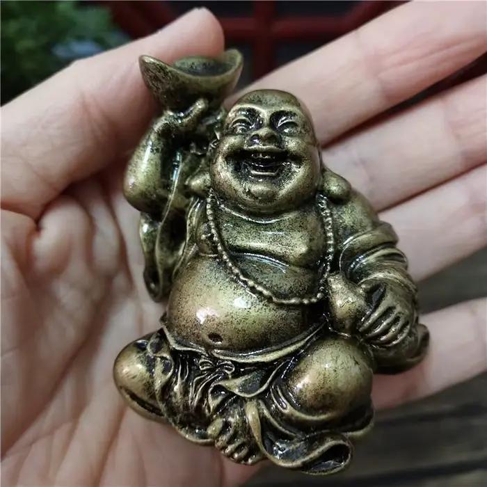 Statue de Bouddha rieur couleur bronze