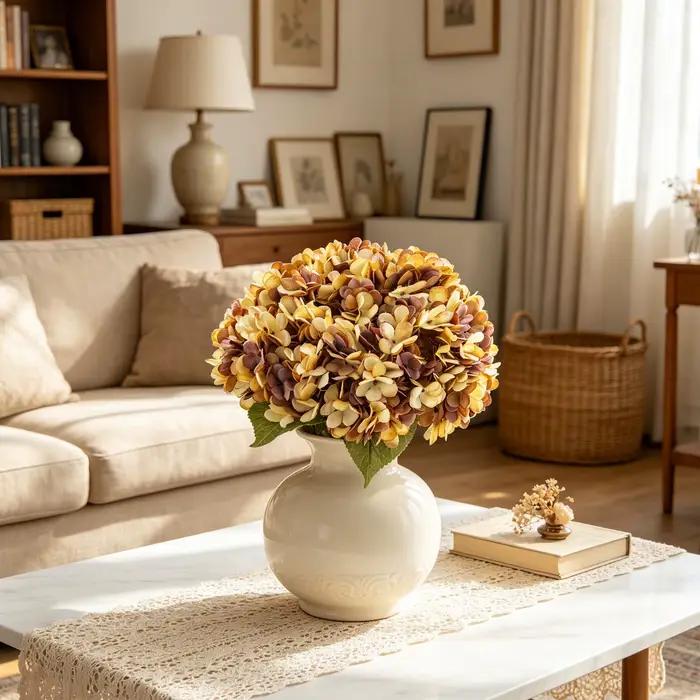 Fleurs artificielles Hortensia Fausses Décoration d'intérieur Automne Couronne de mariage Bouquet de mariée Accessoire de jardin Extérieur Faits à la main Cadeaux DIY