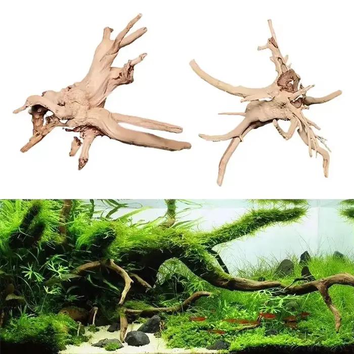 Tronc d'arbre naturel pour décoration d'aquarium, ornement en bois coulé, poisson précieux, différentes formes
