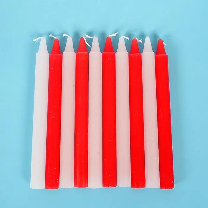 Bougies de survie à combustion longue durée, rouges et blanches, à mèche courte, 10 bougies non parfumées pour mariage et bénédiction