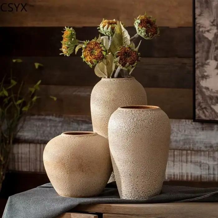 Nouveau Vase en céramique simple chinois d'inspiration rustique coréenne créative-décor de table/hôtel parfait