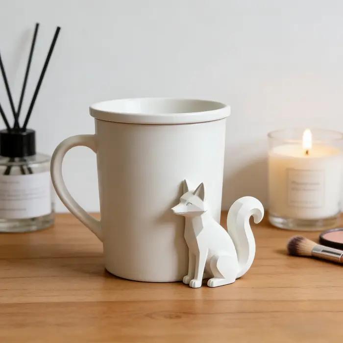 Jolie statue de renard de bureau 3D – Décoration créative