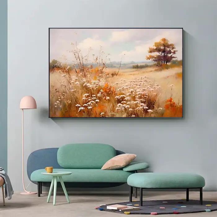 Toile de paysage neutre de campagne Vintage