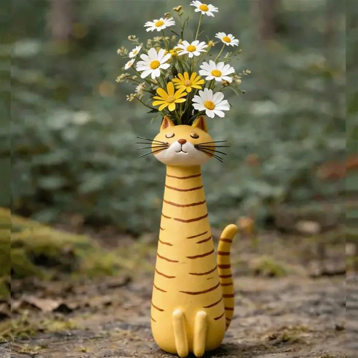 Vase à fleurs en forme de chat mignon