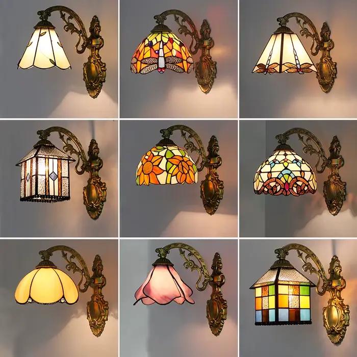 Lampe murale en verre coloré style nordique Tiffany