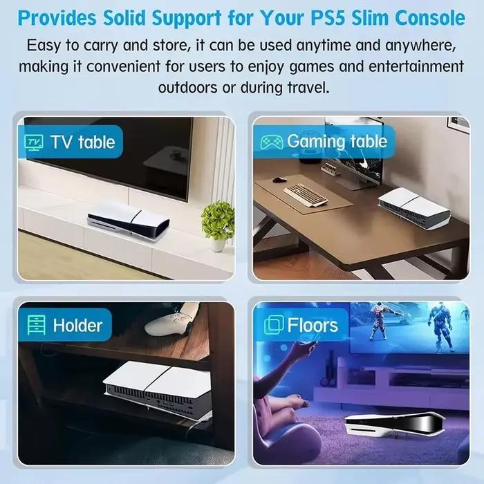 Support horizontal pour console PS5 Slim/Pro (version disque/numérique), accessoires, support en acrylique transparent, base triangulaire pour Playstation 5