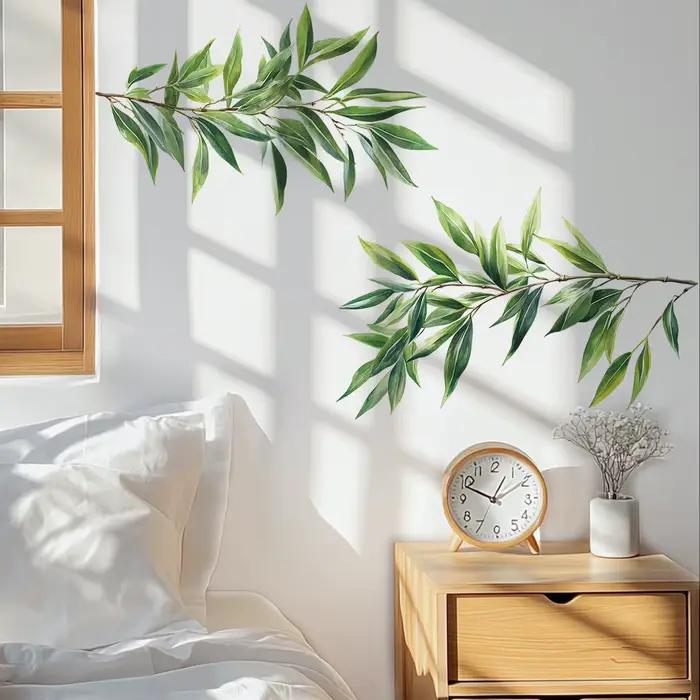 Stickers Muraux Feuilles Vertes de Bambou pour Salon Chambre Chambres d'Enfants Décoration de Maison Occasions Spéciales