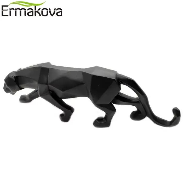 ERMAKOVA Statue de panthère Figurine d'animal Style géométrique abstrait résine léopard Sculpture maison bureau