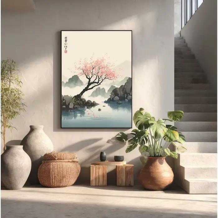 Affiche imprimée sur toile de fleur de cerisier japonaise