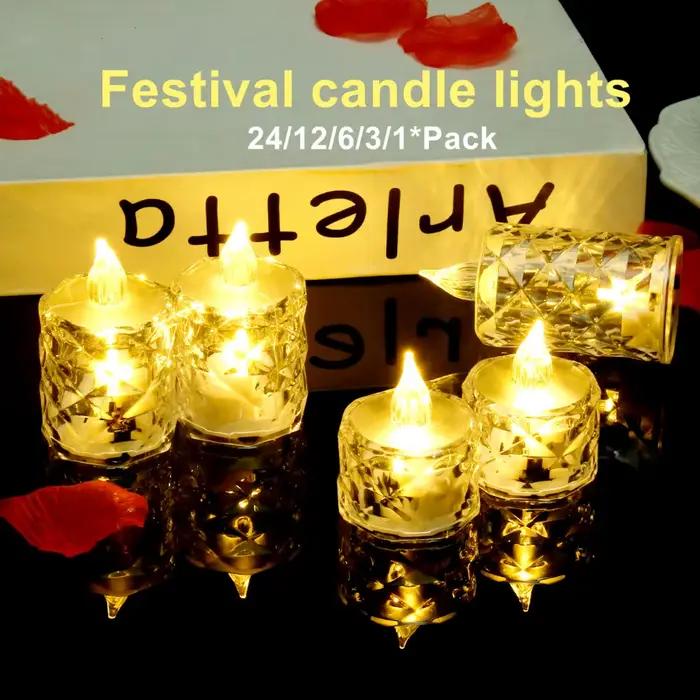 LED bougie en cristal 24/12 pièces sans flamme LED
