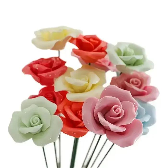 Piquet de fleurs en céramique fait à la main, décor de jardin, art créatif, décoration florale, accessoire de fête de mariage, occasion de fête, aléatoire