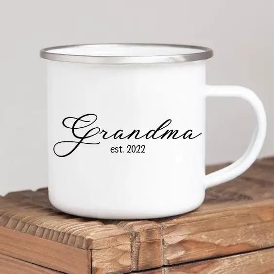 Tasse à café en émail pour grand-mère, cadeau de fête des mères, meilleure grand-mère du monde, tasses à boire grand-mère, cadeaux d'anniversaire grand-mère