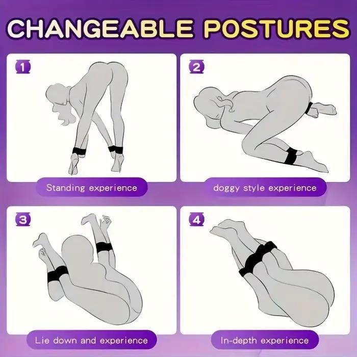 Ensemble de bondage avec écarteur de jambes réglable | Kit de retenue rembourré doux avec menottes pour poignets et chevilles pour jeux de couple adultes