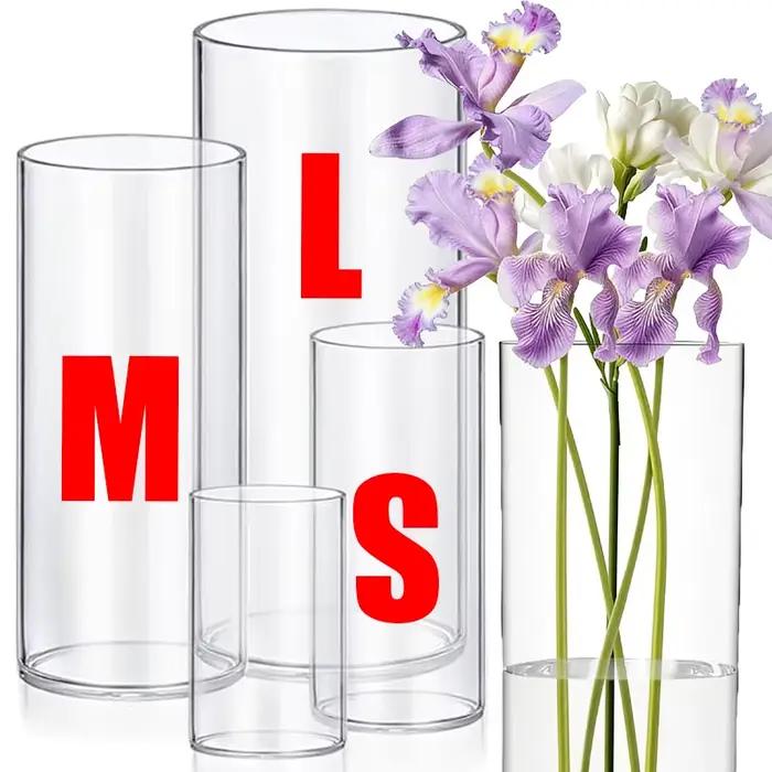 Vase en verre simulé, vase cylindrique en acrylique pour salon
