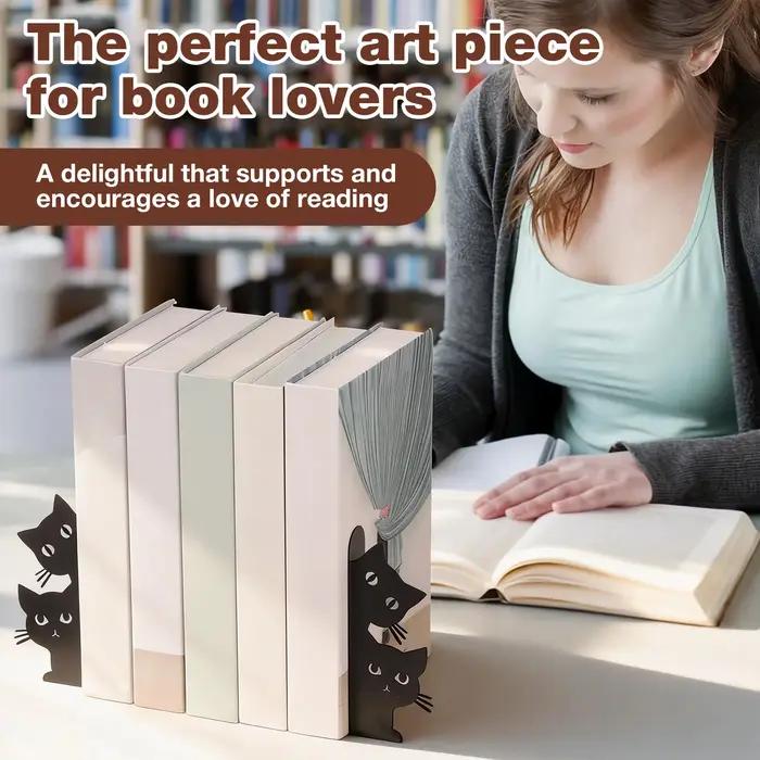 Serre-livres en métal décoratif en forme de chat pour bureau