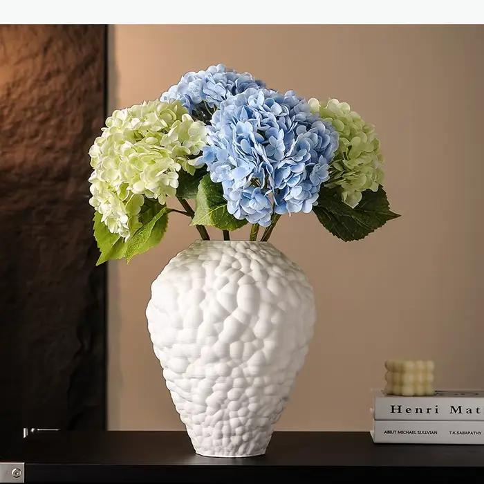 Vase en céramique blanche, bulles tridimensionnelles, pot de fleurs irrégulier, vase à fleurs, arrangement floral, pots, décoration de la maison