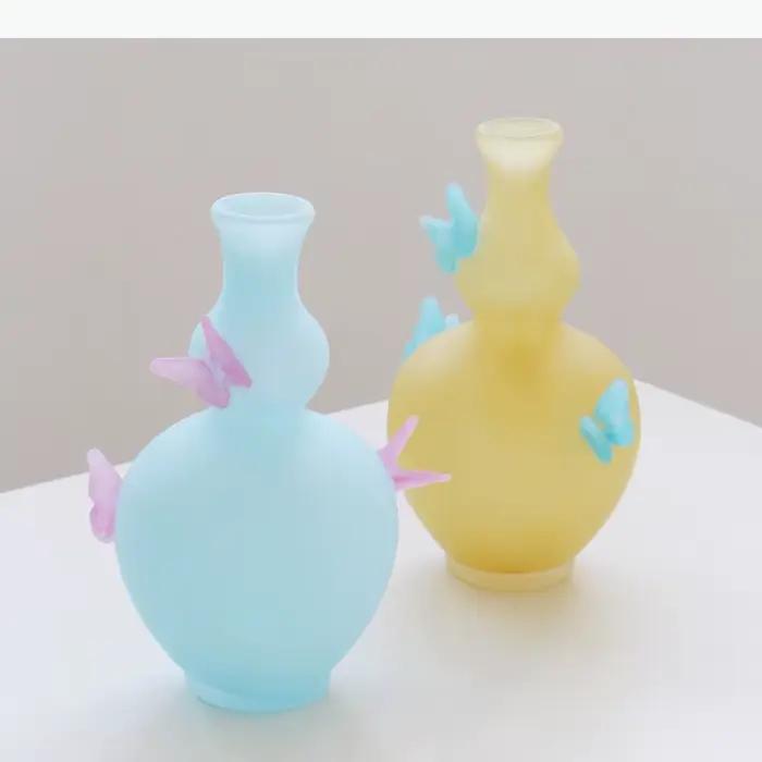 Vase en verre forme calebasse papillons relief vase table fleurs terrarium décor maison cadeau occasions spéciales
