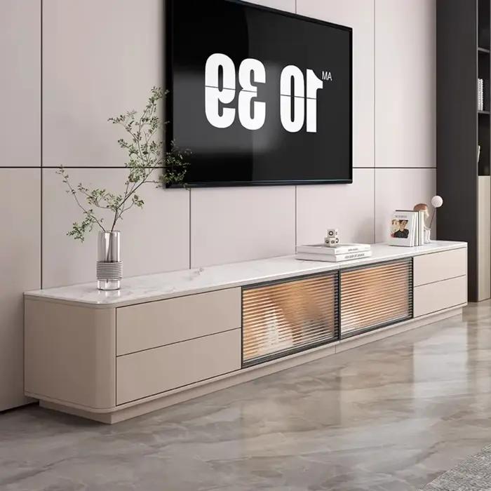 Meuble TV mural haut en verre au design esthétique, meuble TV de luxe pour salon, mobilier moderne pour le séjour, meubles nordiques pour la maison