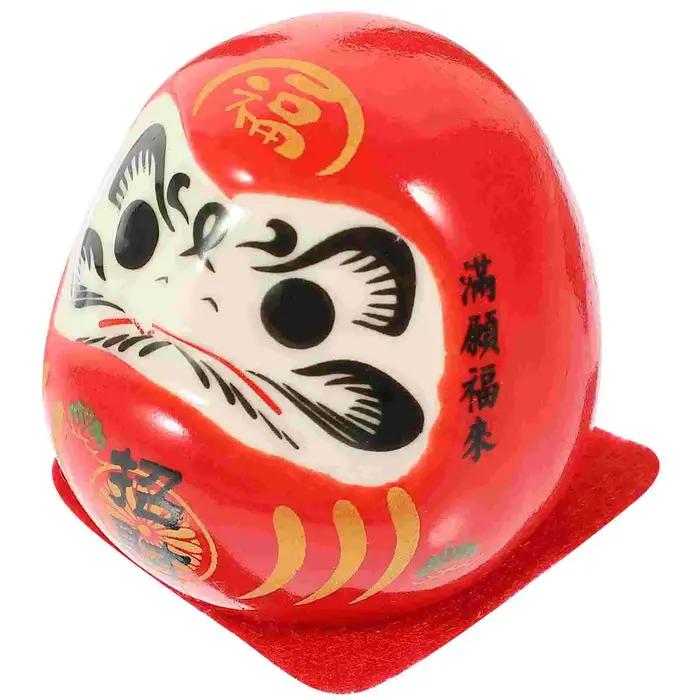 Figurine Daruma en céramique traditionnelle ornement de bureau et décoration de voiture porte-bonheur japonais pour femmes et hommes occassions spéciales