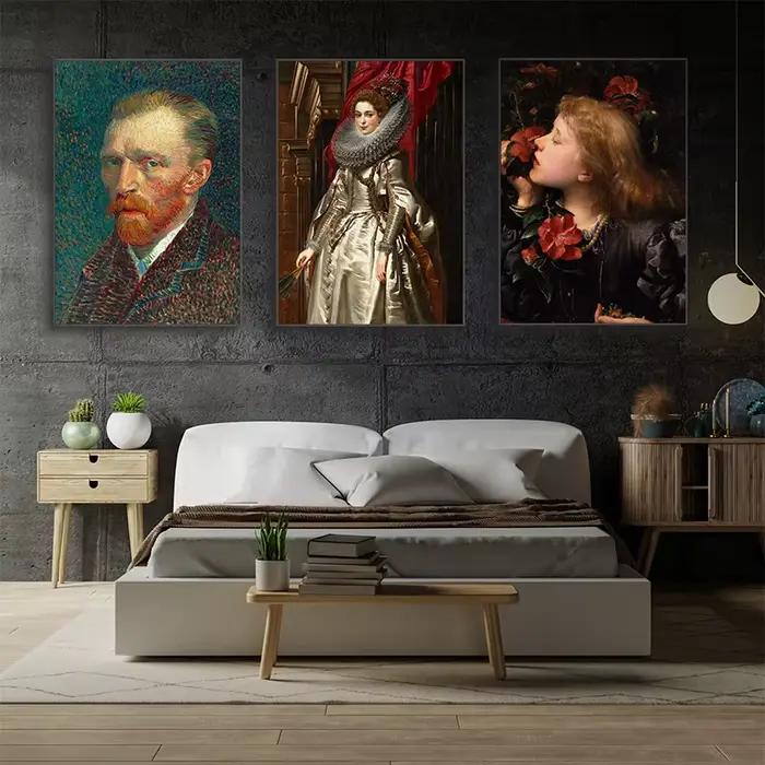 Affiche de Portrait de figurine célèbre Vintage Van Gogh Mona Lisa