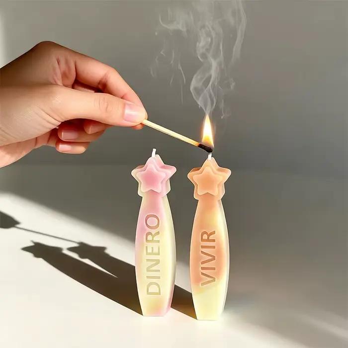 Moule à bougie pentagramme 3D avec alphabet espagnol pour bougies d'aromathérapie et artisanat fait main idéal pour la décoration et les cadeaux spéciaux