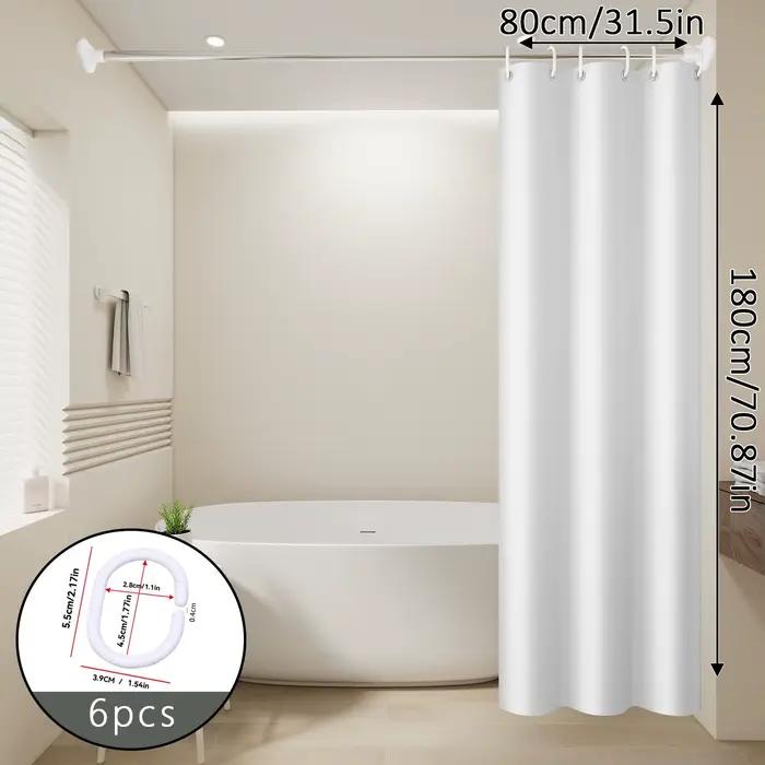 Rideaux de douche minimalistes blancs purs, accessoires de salle de bain imperméables de couleur unie, 1 pièce