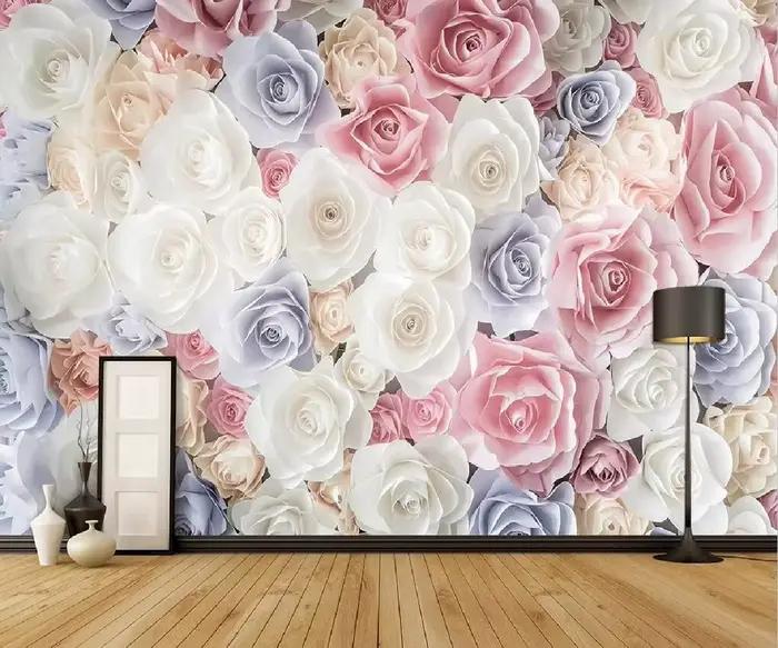 Papier peint nordique moderne rose sur mesure beibehang fond d'écran en soie résistant à l'humidité et aux moisissures absorption du son et isolation thermique pour salon chambre à coucher étude cuisine chambre d'enfants maison de mariage chambre des aînés ```