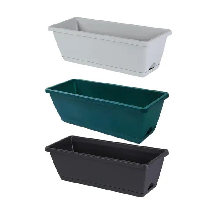 Jardinière de boîte de fenêtre rectangulaire, 2 pièces, organisateur de décoration avec trous de Drainage, Pot de plantes pour jardin extérieur, plantes d'intérieur, maison