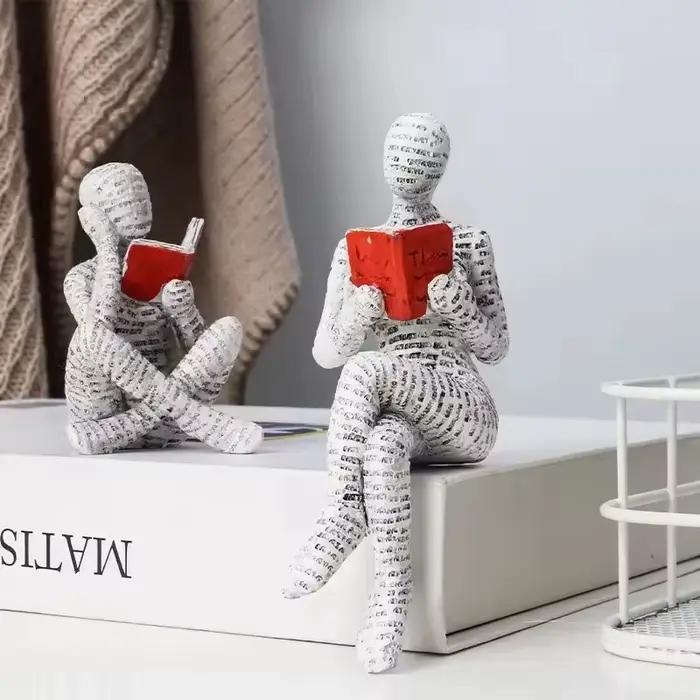 Statue de lecture créative en résine pour femme