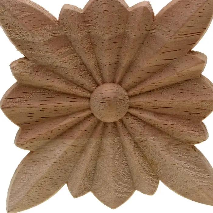 VZLX Vintage bois non peint sculpté coin onlie Applique cadre arrière-plan meubles maison mur armoire porte décor décoration