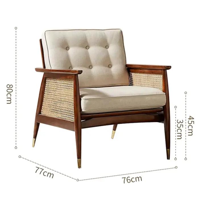 Fauteuil Vintage en rotin avec soutien lombaire
