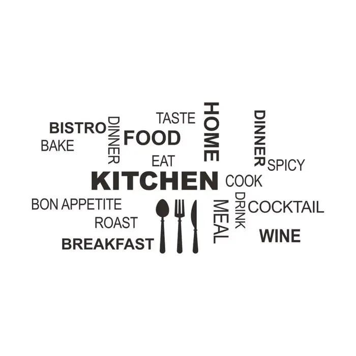 Autocollants muraux créatifs avec texte de cuisine, décoration murale de fond de Table de cuisine, décoration murale de salle de Restaurant, papier peint amovible pour la maison