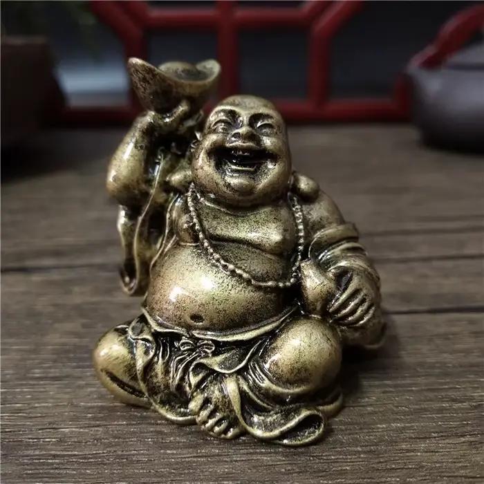 Statue de Bouddha rieur couleur bronze