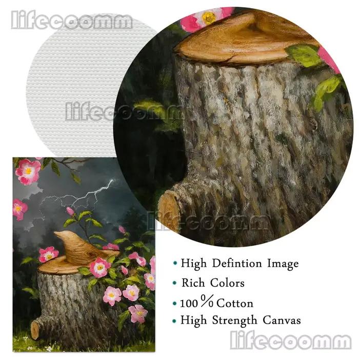 Couronne arbre racines et harpe surréaliste fantaisie Nature mur Art toile peinture Jungle nature morte Art affiche imprimer décor à la maison sans cadre