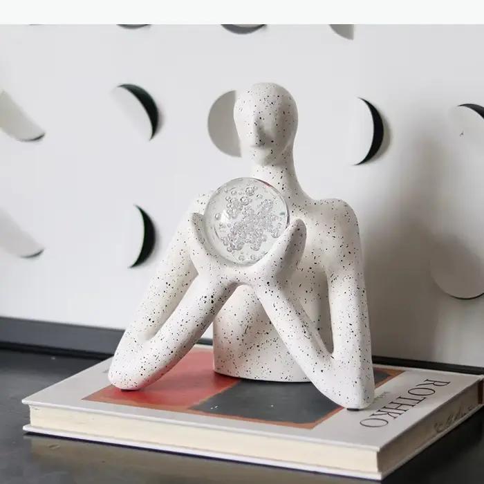 Statue de divinateur, figurine de prédicteur de la fortune, sculpture en résine abstraite, décoration de bureau, ornement d'esthétique d'ambiance