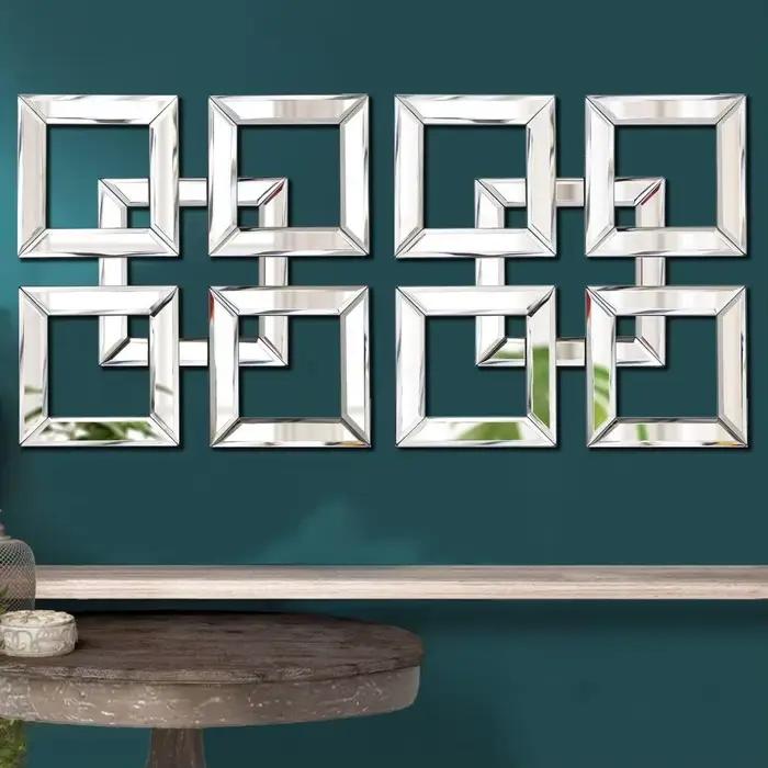 20*20 cm 12/8/4 pièces carré argent miroir décoration murale acrylique auto-adhésif