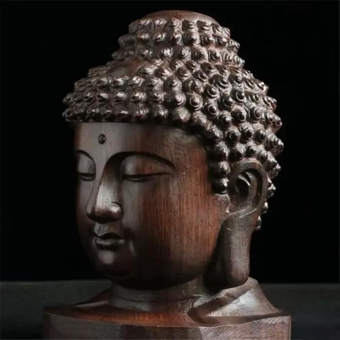Statue de Bouddha Créative en Bois, Sakyamuni TathagMiFigurine, Tête de Bouddha Indien, Artisanat, Ornement Décoratif, Nouvelle Collection