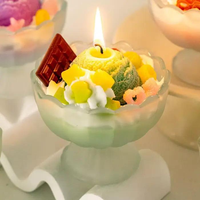 Bougie parfumée de crème glacée, bougie parfumée décorative, belles bougies de romathérapie de couleur vive, décoration de la maison