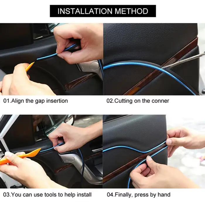 Kit de remplissage de moulure de style intérieur de voiture orange, bande de décoration de garniture, écart de ligne de 5m