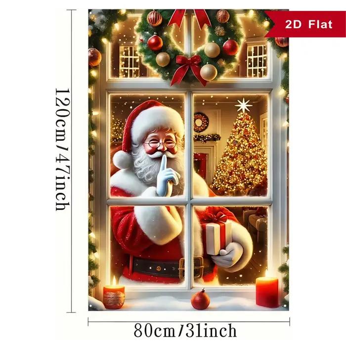 Décorations de fenêtre joyeux noël – Toile de fond de noël, arrière-plan de Photo de père noël, couverture de fenêtre de noël, bannière d'arrière-plan pour intérieur