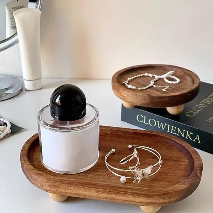 Plateau décoratif multifonctionnel en plastique noir et vert pour bijoux et produits de beauté usage quotidien et cadeau occasionnel