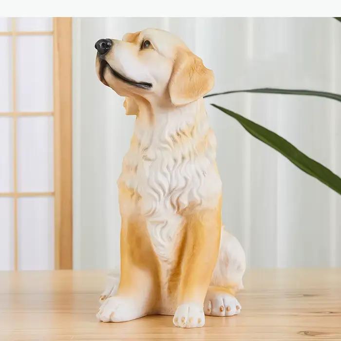 Statue de Golden Retriever et Bouledogue Français, Ornements d'animaux simulés, Décoration de bureau, Sculpture créative de chiot, Décoration esthétique de chambre