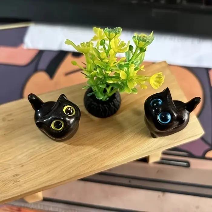 Figurine de chaton en bois mignonne et charmante