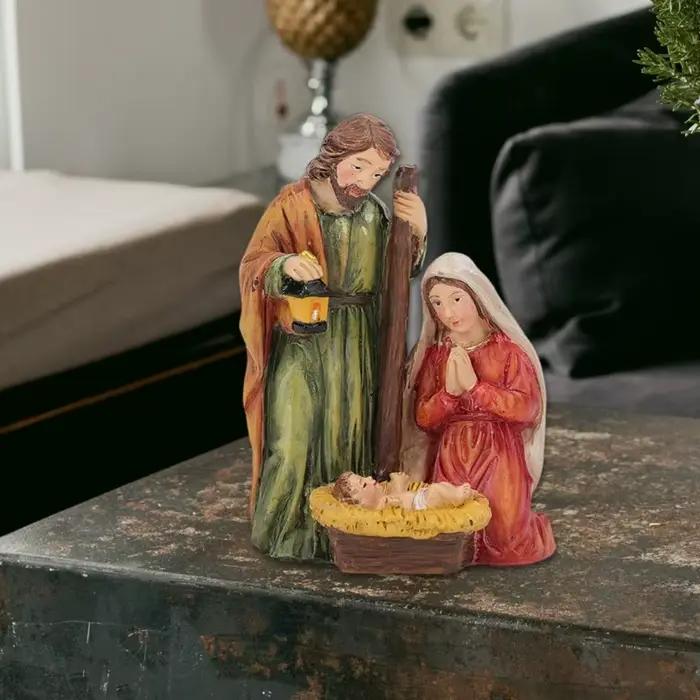 Statue scène nativité sacrée en résine