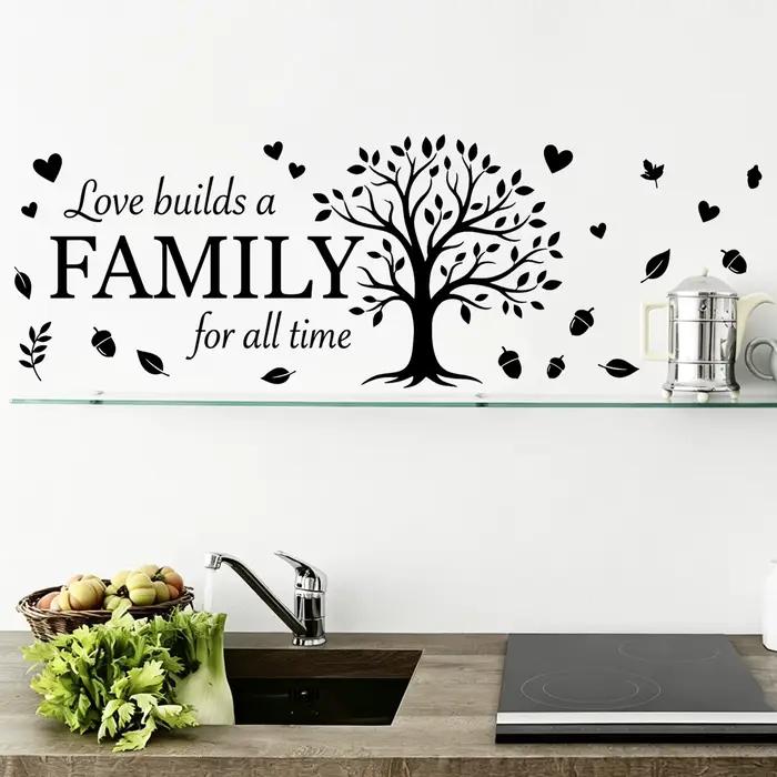 Autocollant mural inspirant « L'amour construit une famille »