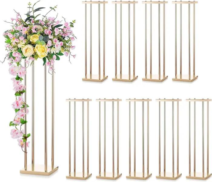 Centre de Table de Mariage à Fleurs en Métal, Support de Sol, Vases de Salon, Décoration Géométrique