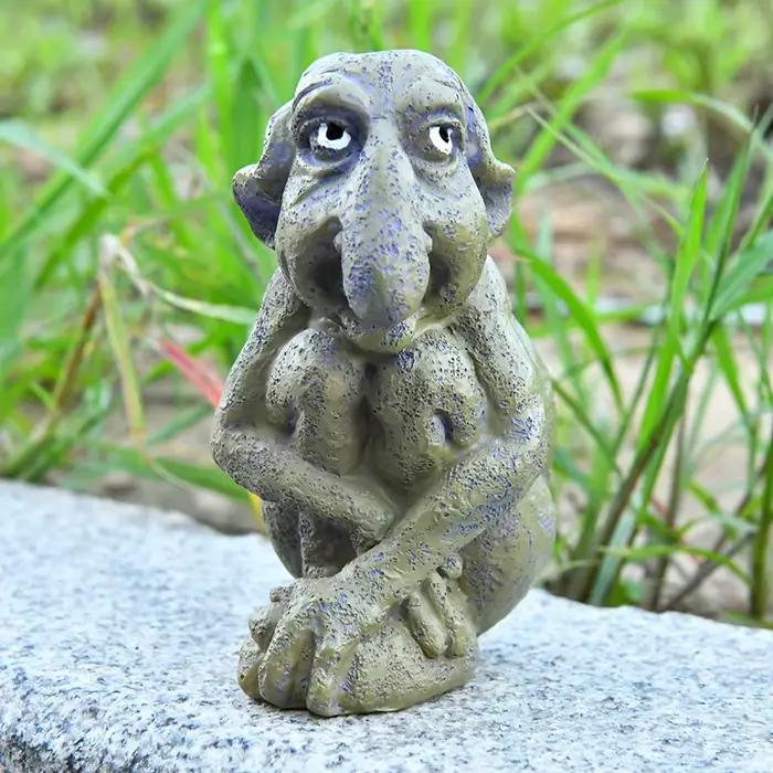 Statue de troll en pierre pour décoration intérieure et extérieure