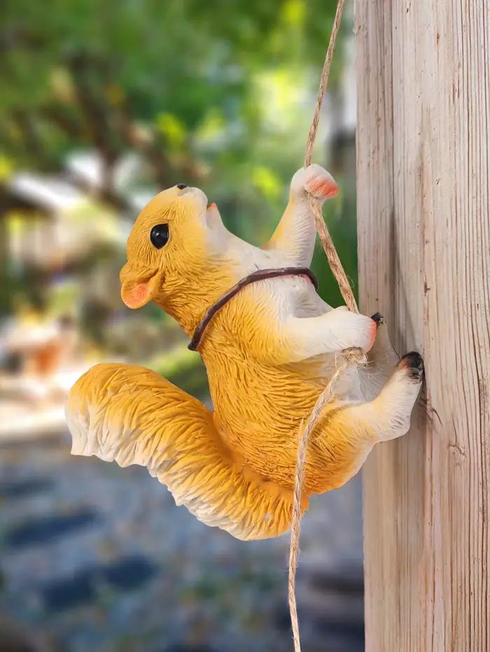 Statue d'écureuil grimpeur en résine pour décoration extérieure et intérieure, ornement suspendu, animal de compagnie pour jardin, patio, cour et pelouse