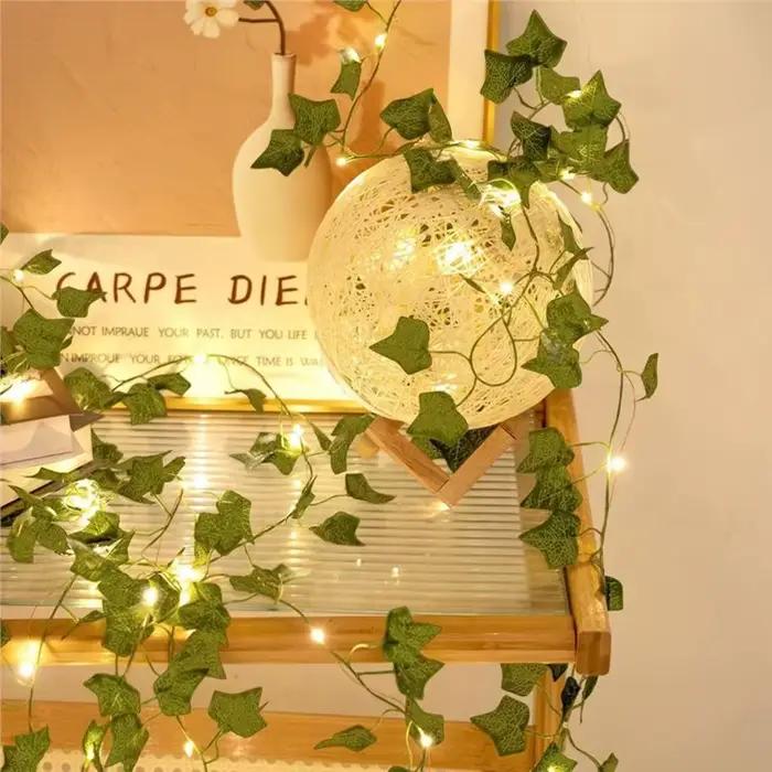 Guirlande lumineuse artificielle en vert et orange pour décoration intérieure et extérieure, idéale pour chambre, balcon, mariage et événements spéciaux